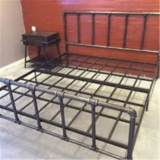 DIY bed frame with cast iron pipe fittings