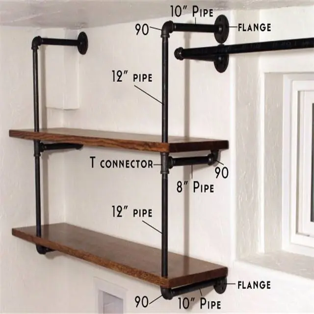 cast iron decorative pipe fittings book shelf