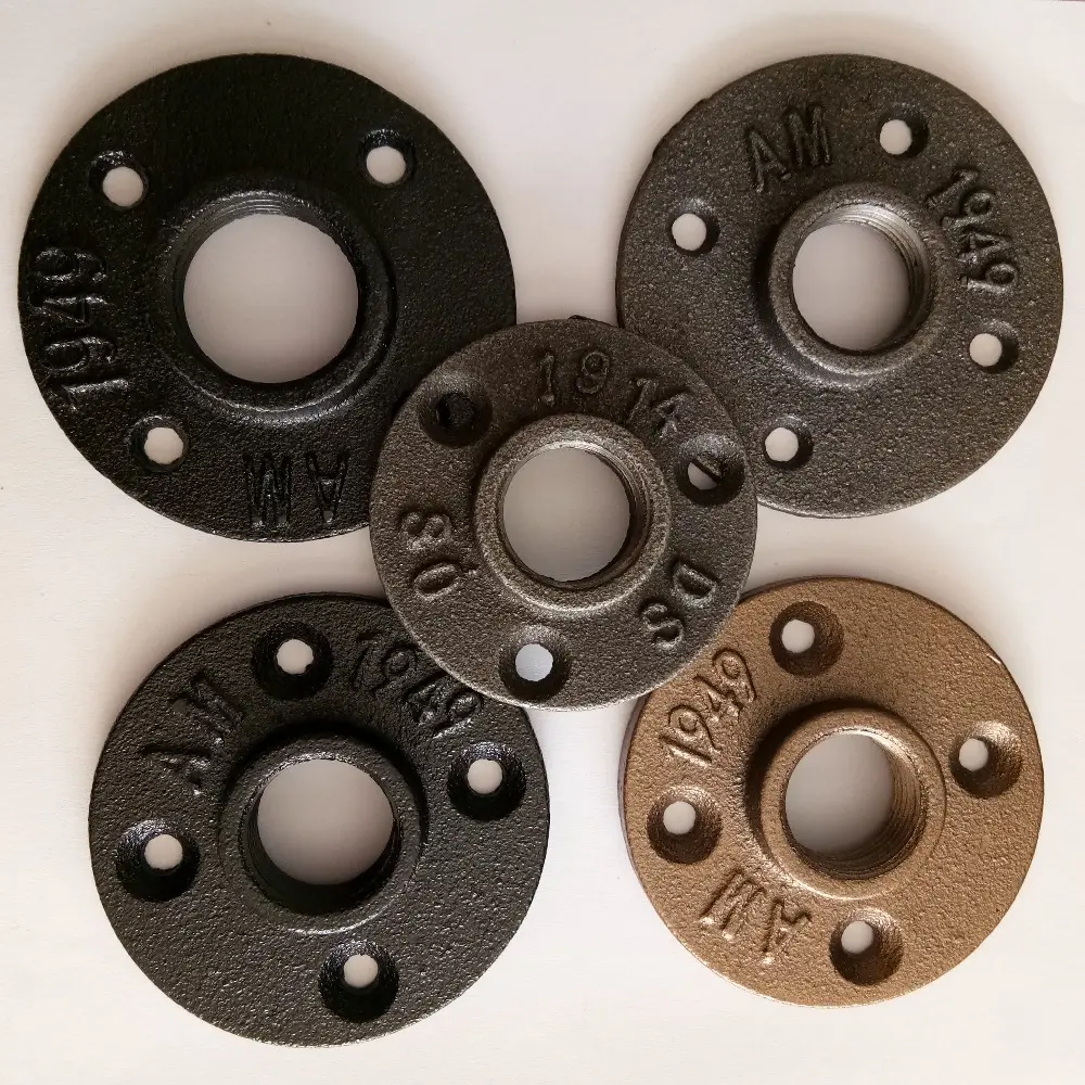 Malleable iron brass color pipe floor flange