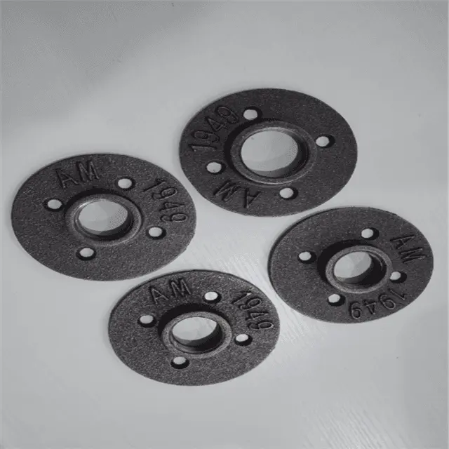 Black Floor Flange 1/2 for Furniture | Industrial Pipe Decor DIY