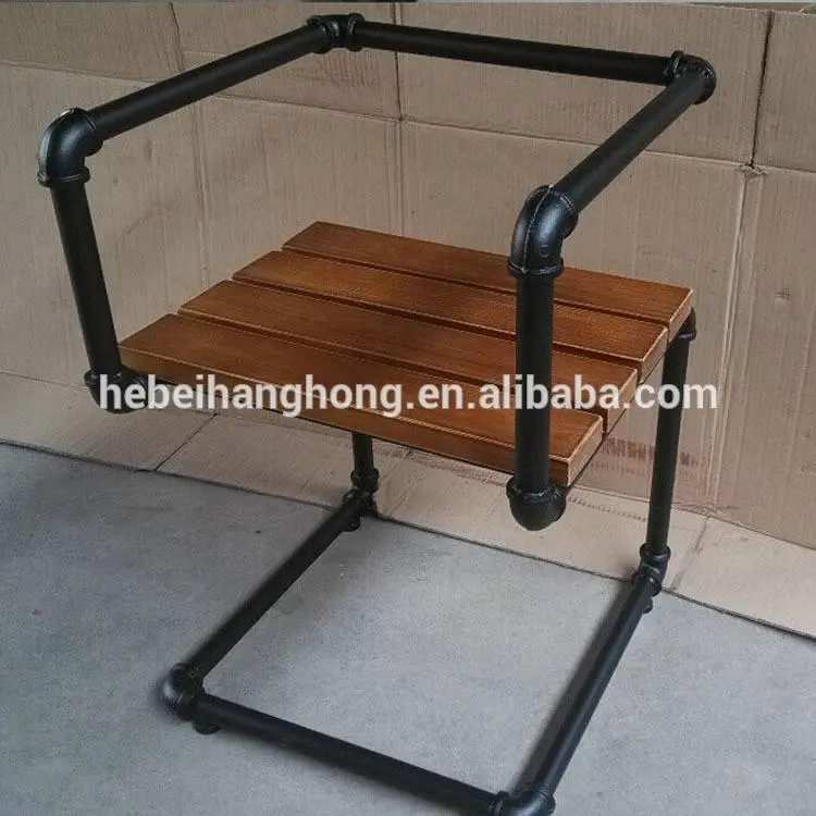 DIY black metal pipe furniture with cast iron floor flange, elbow, pipe fittings