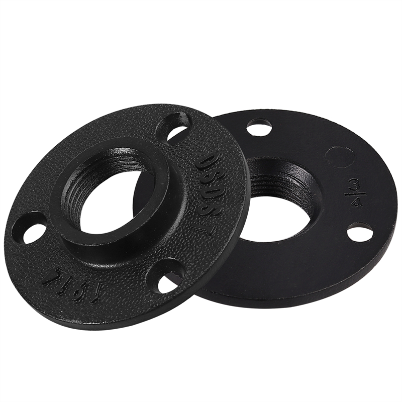 Black Aluminium Alloy Pipe Fitting 3-Hole Floor Flange Home