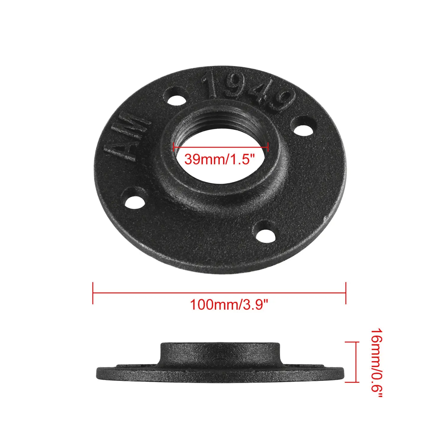 1/2 3/4 1 Inch Iron Threaded Floor Flange Wall Mount Pipe Fitting 1/2 3/4 1 Inch Iron Threaded Floor Flange Wall Mount Pipe Fitting