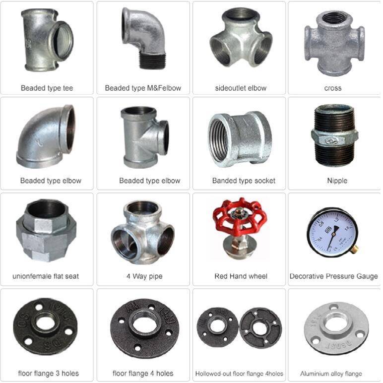 1/2 ,3/4 inch black cast iron pipe fittings floor flange