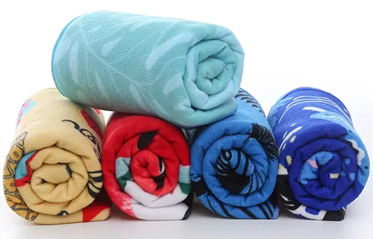 100% Hot Sale custom durable printed portable microfiber  Terry  beach towels