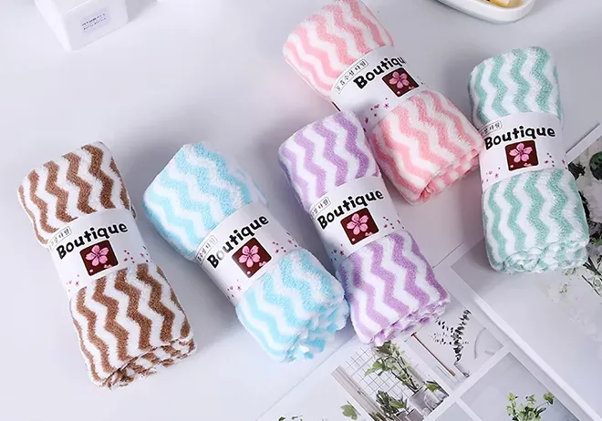 hot sale cheap high quality Home use coral fleece hair towel Coral velvet water ripple towel suit