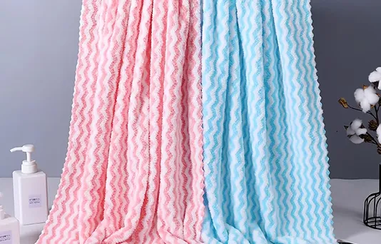hot sale cheap high quality Home use coral fleece hair towel Coral velvet water ripple towel suit