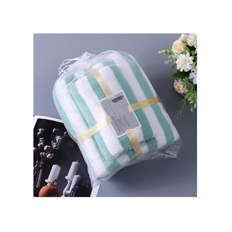 Top Quality Green Stripe microfiber Face Towel polyamide Bath gift set christmas Towel set