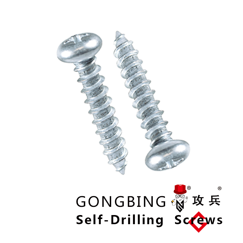 Self-tapping screw with round head