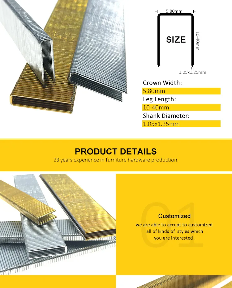 18ga narrow crown staples 10 38mm