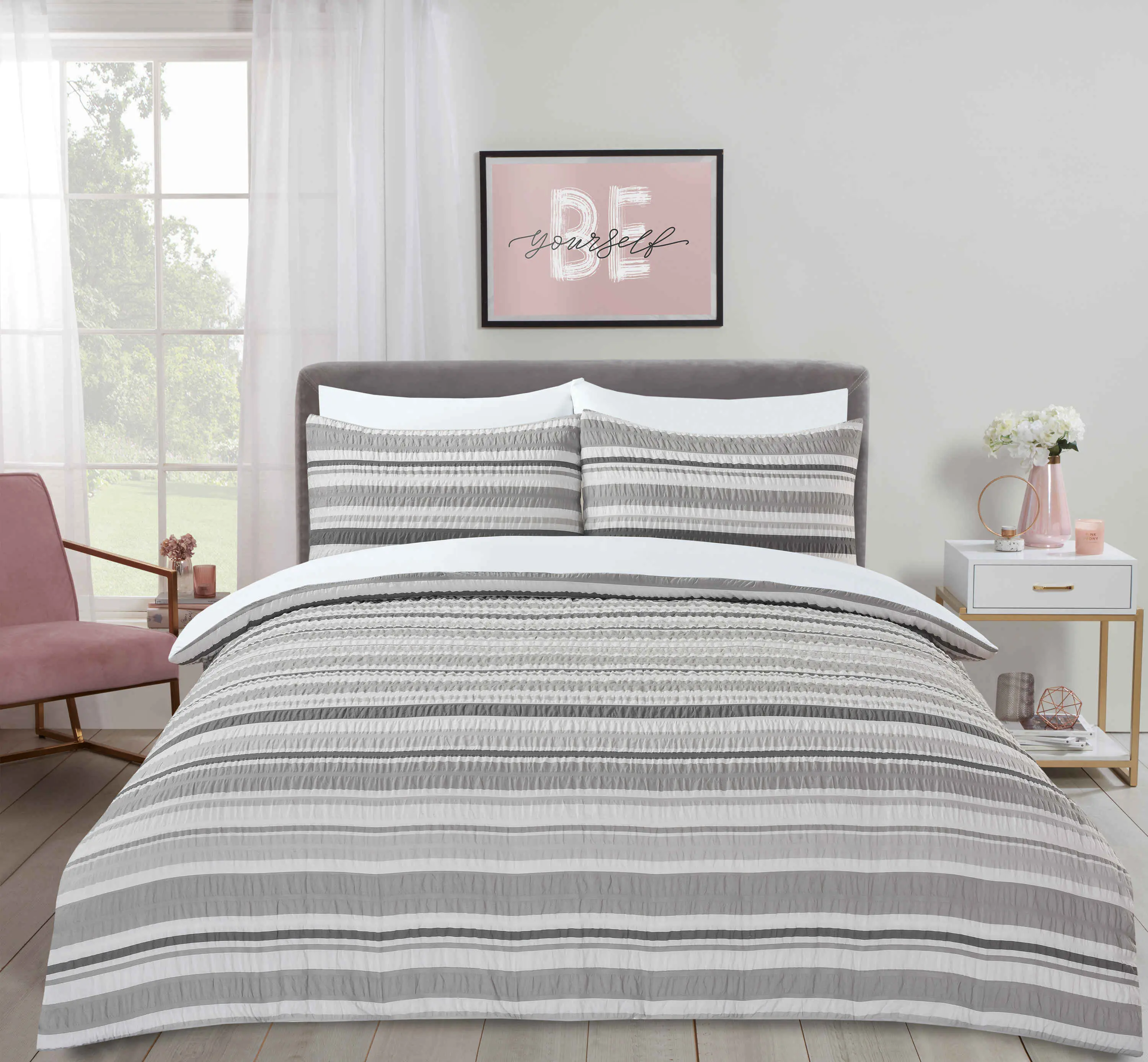 Microfiber Seersucker Bedding Set & Duvet Cover, Breathable