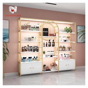 CH steel multi-layer salon display shelf makeup display racks for skincare retail store