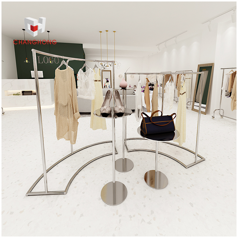 Freestanding Arc Metal Side Hanging T-Shirt Display Rack for Shops