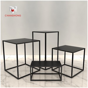 Multi-functional display stand square black shop nest display table for retail store