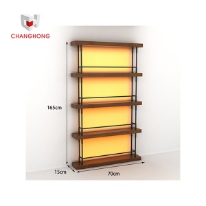 Wine wall display stand shelf with led light metal wine rack alcohol bottle display rack wine display cabinet for shop or bar