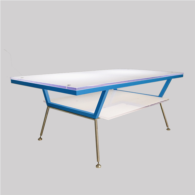 Chinese Factory Custom Metal Frame White Acrylic Display Table Stand