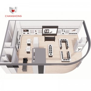 2023 customized wood mobile phone display counter cell phone ipad retail shop interior design