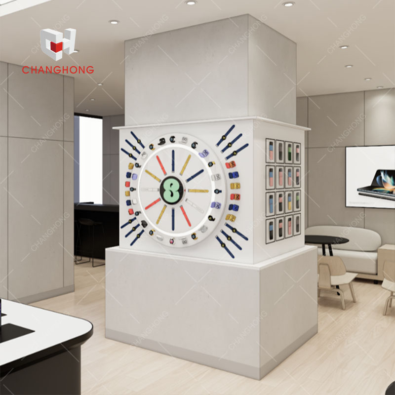 Wood Wall Mounted Phone Accessory Slat Wall Shelf with Light Box