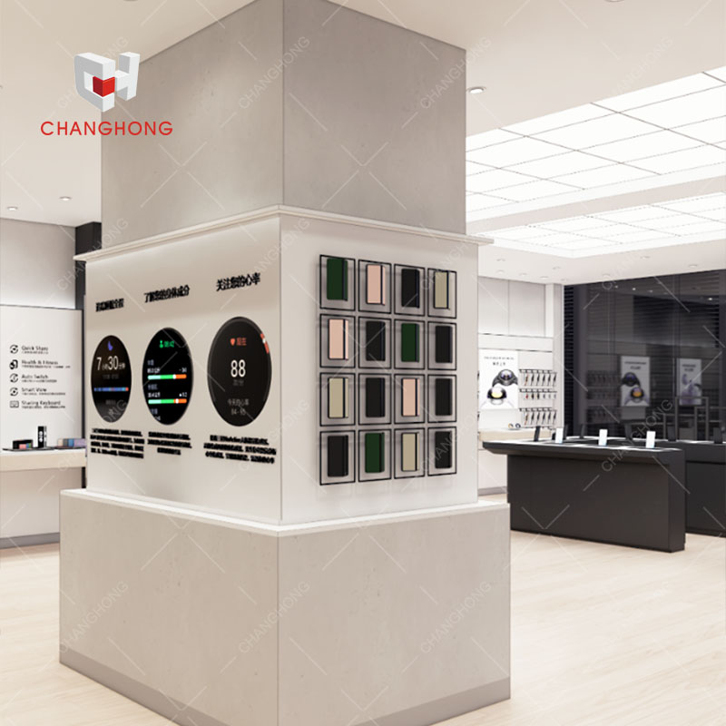 Wood Wall Mounted Phone Accessory Slat Wall Shelf with Light Box