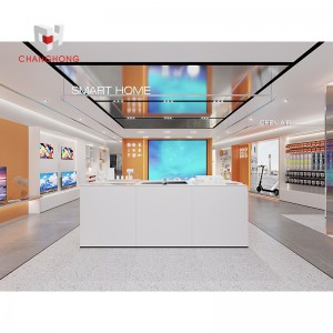 Cell pone store display fixture set interior design of mobile shop