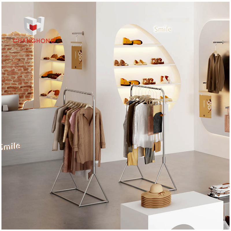 Heavy Duty Silver Round T-Shirt Display Racks | Industrial Pipe