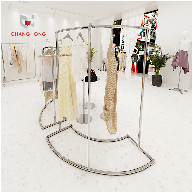 Freestanding Arc Metal Side Hanging T-Shirt Display Rack for Shops