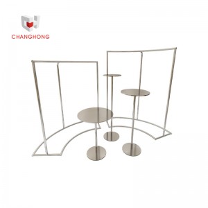 Arc shaped metal hanging t shirt display rack shop furniture freestanding garment display side hanging clothes