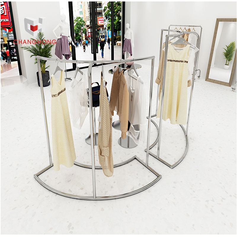 Freestanding Arc Metal Side Hanging T-Shirt Display Rack for Shops
