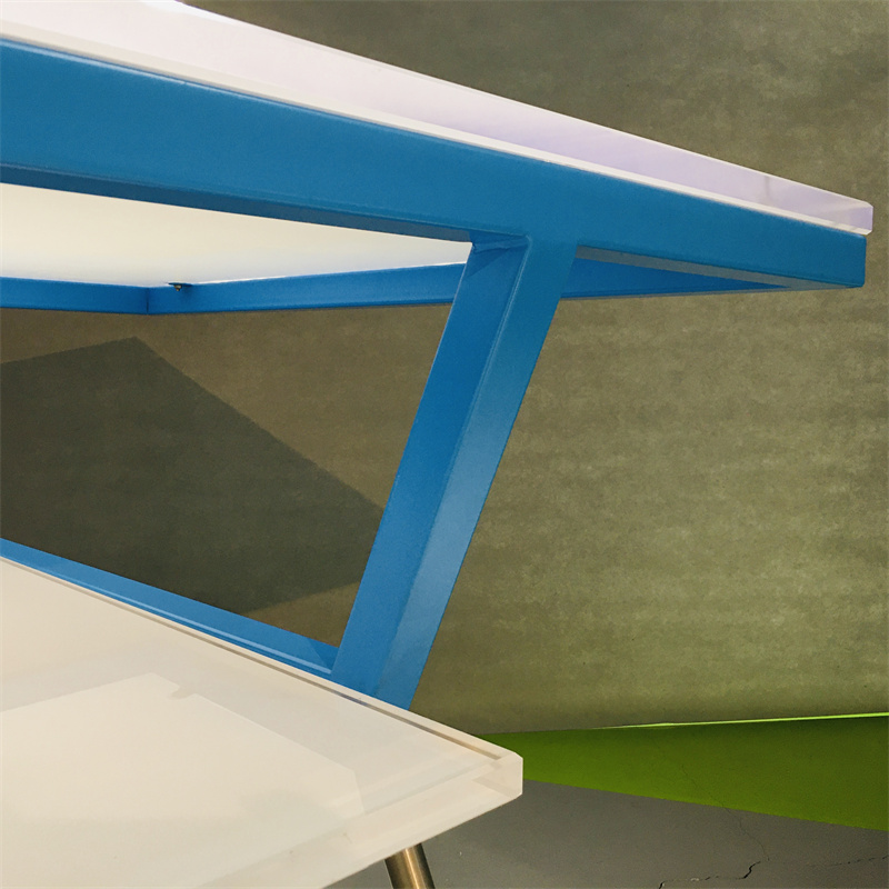 Chinese Factory Custom Metal Frame White Acrylic Display Table Stand