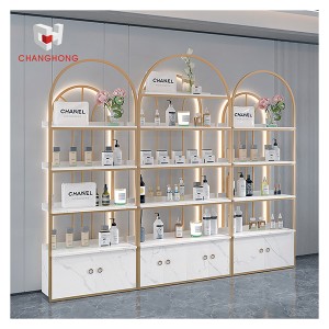Skincare shop furniture adjustable cosmetic store shelf rack with led make up cosmetic display shop interior design