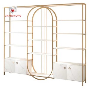 Modern multi function metal wood bag shoes display rack store fixtures retail display shelves for shop