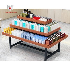 Metal wood structured promotion table display 3-layers display table for retail shop