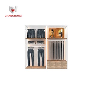Store Display Trousers Wooden Table Heavy Duty Sport Clothes Wall Rack Display Stand Shop Display Clothes Wood Rack With Light
