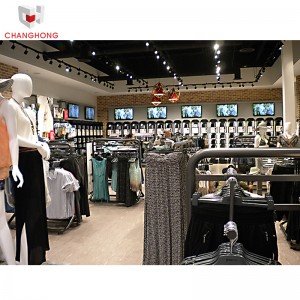 Hot Sale Metal Retail Clothing Display Rack Shop Fitting Clothes Display Floor Type Garment Boutique Clothing Rack With Shelf