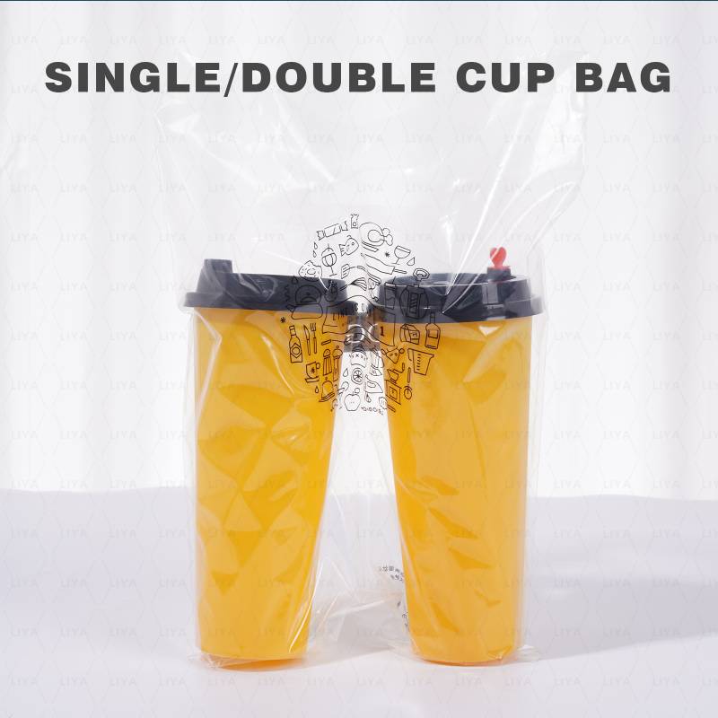 Milk Tea And Coffee Take Away Bag-double Cup Handbag For Restaurant, Frosted Clear Handle Dring Bags, Food Delivery