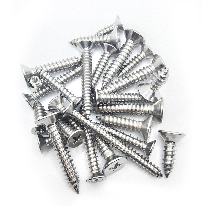 Cross recessed countersunk head self tapping screws