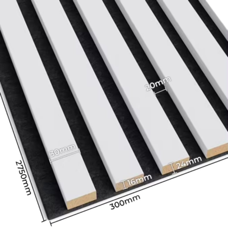 Decorative Fireproof PVC 3Side MDF Wood Slatted Wall Panels