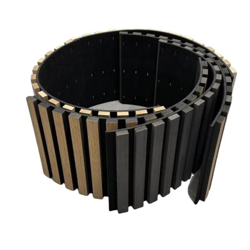 Flexible 3D Walnut Bent Wood Slatted Wooden Ceilings Wall Akupanel Acoustic Wall Panels