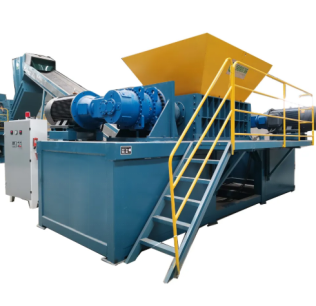 Dual Shaft Shredder with Adjustable Blade Gaps