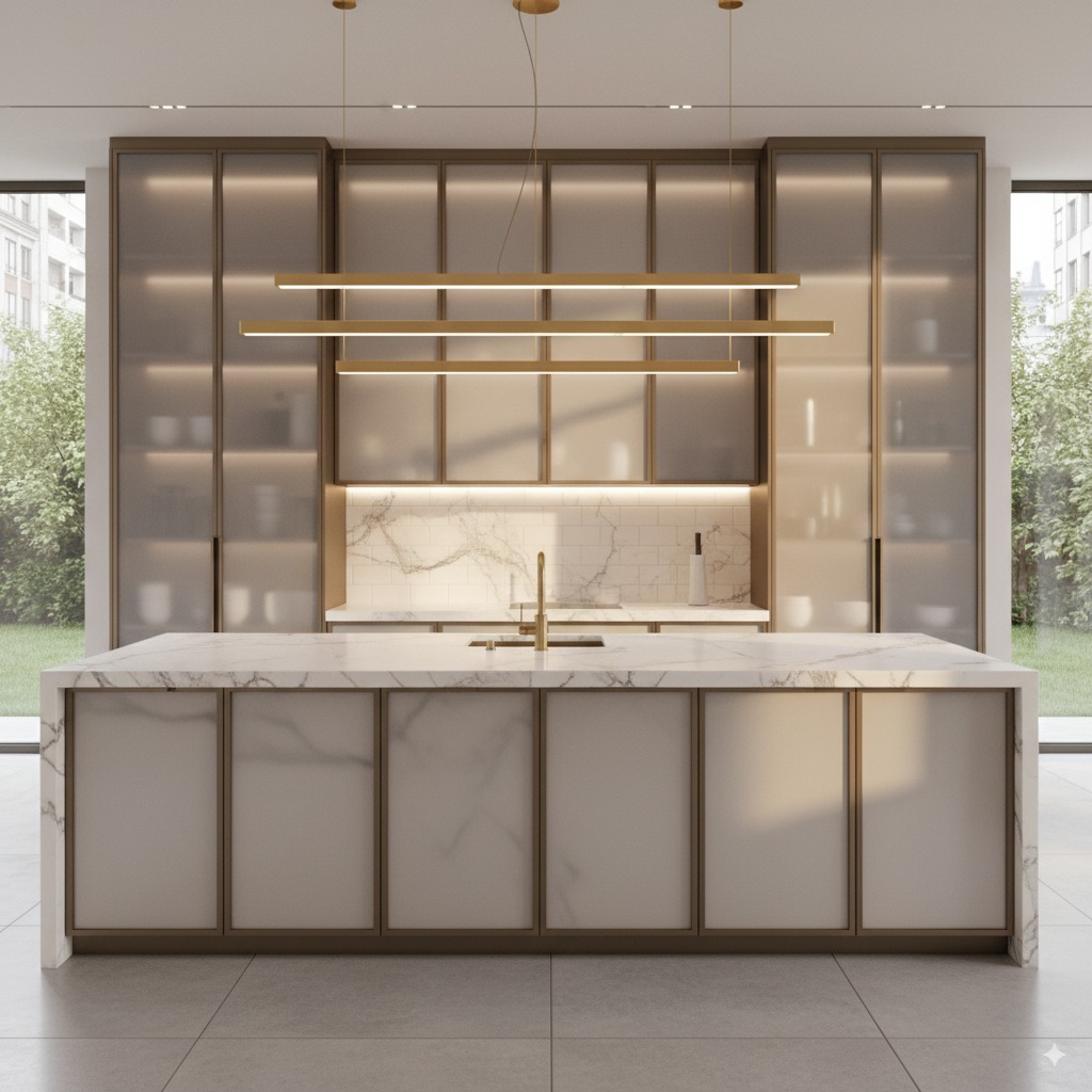 Satin Sandblasted Glass Edge Grinding for Cabinet Doors