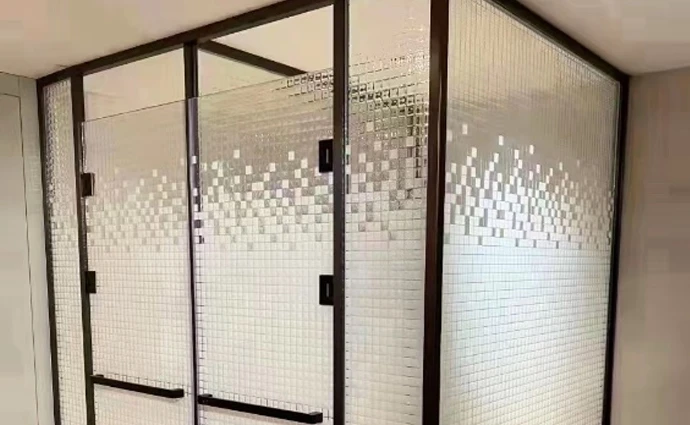 Custom Safety Shower Glass Panel with Privacy Finish for Bathroom Use