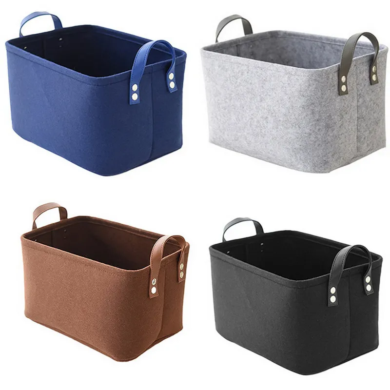Customized Logo Foldable Felt Storage Bins With Handles