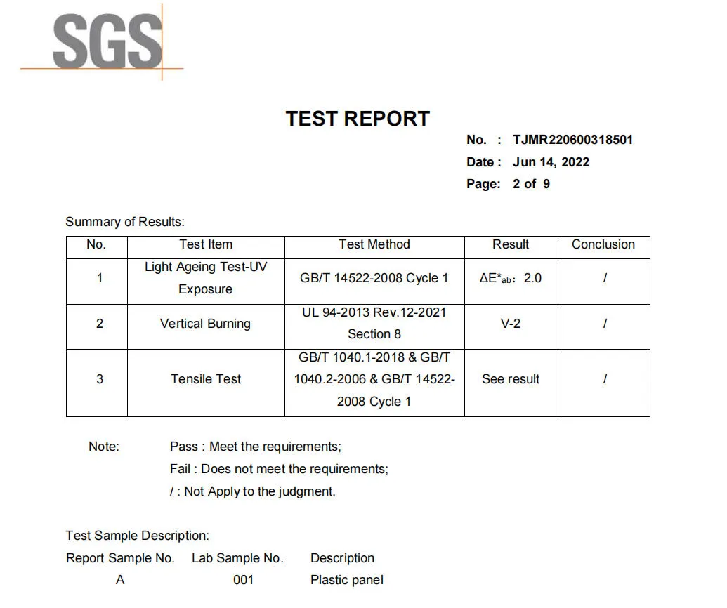 PP rigid sheet (UV stabilized)
