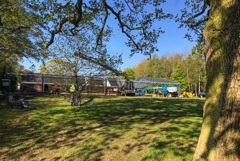 steel frame roof structure