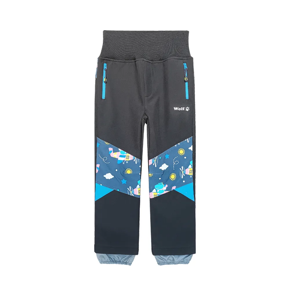 Boys' High-Waisted Ribbed Outdoor Softshell Pants