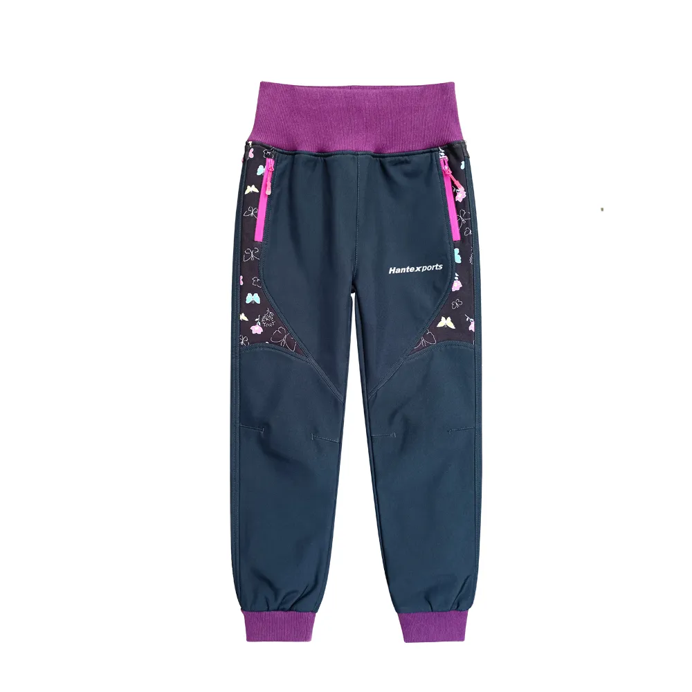 Girls High Waist Softshell Winter Pants, Warm & Windproof