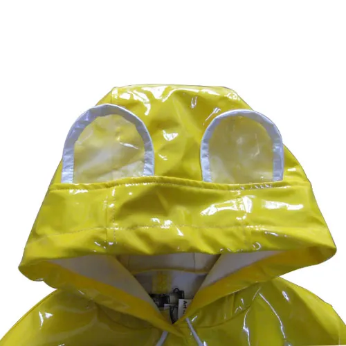 Women PU Raincoat Yellow Black Jacket