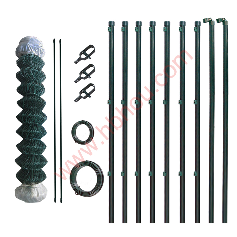 Chain Link Fence Set, With Round Post And Full Set Accessory