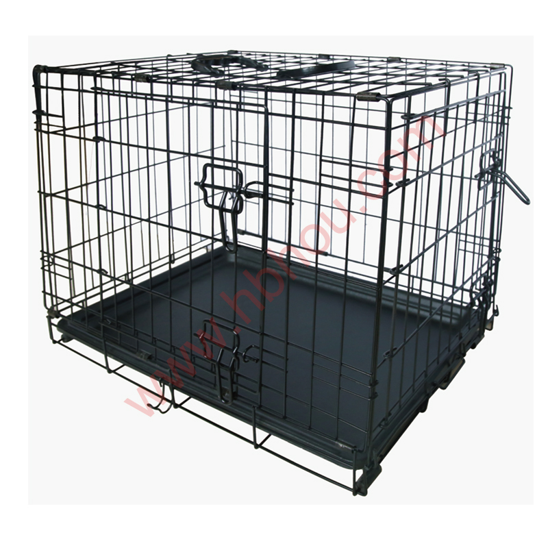 Foldable Metal Wire Dog Crate with Tray
