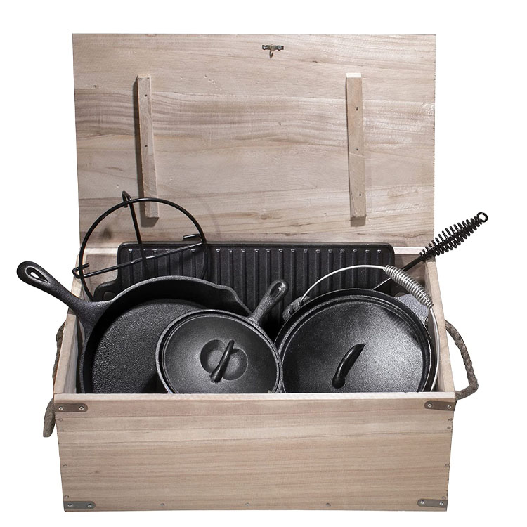 Woods Heritage Cast Iron Camping Cook Set with Crate – Durable Outdoor Cooking